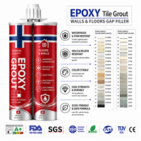 Mortier époxy professionnel pour carrelage 400 ml, double tube, composé d'étanchéité pour joints, idéal pour hôtels, hôpitaux et piscines