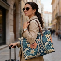 Sac à main pour femme en cuir PU à imprimé floral Art déco tropical personnalisé, grande capacité avec longues poignées d'épaule