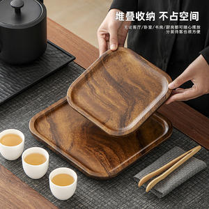Plateau à thé/plateau pour service à thé en bois de noyer noir d'Amérique du Sud, table à thé rectangulaire pour la maison, plateau rétro en bois massif, plateau en bois pour le thé sec - Product Image 3