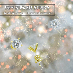 Genuine 925 Sterling <b>Silver</b> Platinum Rhodium Plated Simple Sparkling VVS1 Clarity Moissanite <b>Stud</b> Earrings for Women Fine - Product Image 2