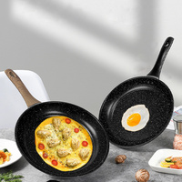 Ensemble de poêles à frire antiadhésives en acier au carbone avec revêtement marbré, poêles à frire, ustensiles de cuisine, poêles plates 20cm 24cm 28cm