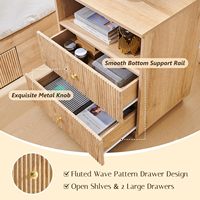 Table de chevet encastrée avec station de charge, table de chevet à deux tiroirs, table d'appoint moderne en bois, adaptée à la chambre à coucher et au salon