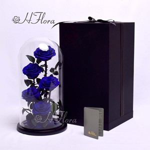 Personalizado Día de San Valentín Regalo romántico Decoración Rosa preservada en cúpula de cristal 3 Gran Príncipe Ramo de flores eternas - Product Image 2