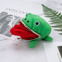 Dompet Katak Anime Keren Dompet Koin Beludru Hijau Bentuk Katak untuk Penggemar Hadiah Cosplay