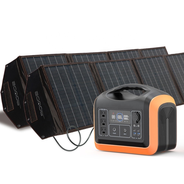 Souop 1200W Rechargeable Portable Power Station Solar Generator Kit with 2pcs 100W Foldable Solar Panel