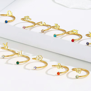 HOVANCI moda kadınlar parmak yüzük ayarlanabilir 12 Astrology zodyak ince halka Birthstone S925 gümüş yüzük - Product Image 1