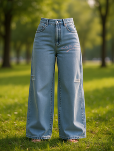 Jeans de Mezclilla Anchos de Cintura Alta para Mujer, Marca Sanyabi, Estilo Casual, Lavado a la Piedra, con Bolsillos - Product Image 2