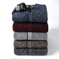 Pull pour homme de haute qualité en gros, col en V, manches longues, cardigan à boutons, tricot épais pour l'automne et l'hiver