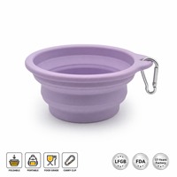 Yunuoxi Gamelle d'eau pliable pour animaux de compagnie, violet lavande, 14cm x 13cm, en silicone, pliable, pour chien, plate de 1,5cm, 70g, vente en gros usine
