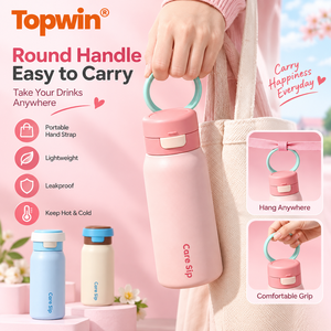 Macaron Color Stainless Steel Insulated Water Bottle Portable Flip <b>Top</b> Vacuum Flask Leakproof <b>Thermal</b> Bottle Multiple Colors for - Product Image 2