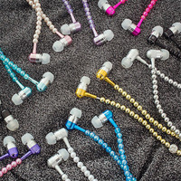 Écouteurs intra-auriculaires stéréo filaires créatifs avec chaîne de perles et coque métallique, télécommande, pour jeunes filles, audio quotidien, mode, vente chaude