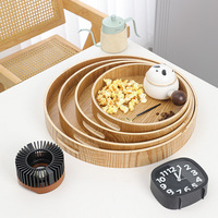 Plateau rond en bois de frêne, plateau à tasses, plateau à thé en bois, plat de service, assiette à fruits