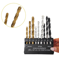 Ensemble de 9 forets hélicoïdaux HSS à tige droite, forets allongés pour métal, bois, maçonnerie avec boîte en plastique