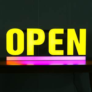 Insegna LED Neon Personalizzata con Scritta 'OPEN' DC12V per Supermercati, Hotel, Negozi, Uso Esterno e Interno - Product Image 1