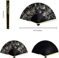 Éventails pliants chinois en bambou et soie avec des paillettes dorées, petit éventail pliable à main pour la décoration, mariage