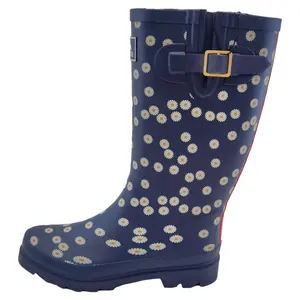 Chaussures de pluie à boucle réglable, avec imprimé de fleurs, bottes pour dames