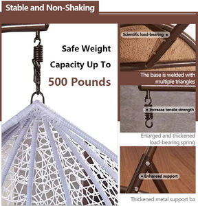 Fauteuil suspendu d'extérieur avec support Chaise hamac en rotin et osier pour <span class=keywords><strong>jardin</strong></span>, patio, balcon, <span class=keywords><strong>salon</strong></span> - Product Image 4