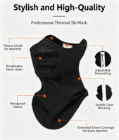 Masque de ski personnalisé en polaire chaude respirante, coupe-vent et épaissi, cache-tête et cache-cou pour activités de plein air et cyclisme hivernal