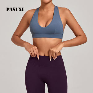 Soutien-gorge de sport respirant PASUXI à col halter sexy, <span class=keywords><strong>haut</strong></span> de gamme pour le yoga, débardeur sans dos, rembourré, logo frontal, pour femmes, salle de sport, fitness, entraînement - Product Image 1