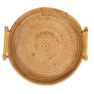 Kleine Dekorative Bambus-Kreisplatten, Handgefertigte <span class=keywords><strong>Rattan</strong></span>-Schwimmkörbe für den Pool, Ovale Outdoor-Servierplatten, <span class=keywords><strong>Rattan</strong></span>-Teetablett, Bestseller - Product Image 2