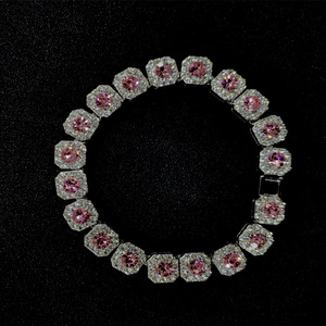 Heiß begehrte Iced-Out quadratische Saphir-Baguette-Kubanische Kette aus Legierung – Luxuriöser, stapelbarer Modeschmuck für Herren und Damen, ideal als Partygeschenk - Product Image 4