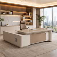 Bureau de direction contemporain avec armoire latérale, table de luxe pour PDG, mobilier de bureau personnalisé, vente en gros d'usine