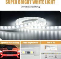 Bande LED 12V pour capot de voiture, double couleur ambre/blanc, DRL, clignotant dynamique, effet de démarrage, 1,8 m, bande flexible, IP65