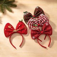 Serre-tête en peluche avec grand nœud de Noël en polyester, accessoire de coiffure festif pour fête, décoration mignonne pour costume de vacances pour enfants