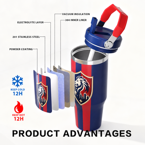 Botella Deportiva de Viaje con Aislamiento al Vacío de 30 oz, Personalizada con el Logotipo del <span class=keywords><strong>Barcelona</strong></span>, para Fanáticos del Fútbol, con Asa, Vaso de Acero Inoxidable - Product Image 2