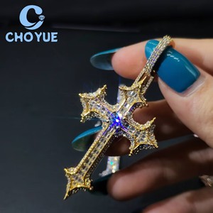 Top Quality 925 Sterling <b>Silver</b> Moissanite Cross Pendant Round Cut Hip Hop <b>Charm</b> for Men Women Pass Diamond Tester with GRA - Product Image 6