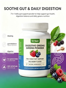 OEM Digestive Greens Powder 7 en 1, Suplemento Diario para el Apoyo Intestinal, Sabor a Bayas Silvestres, Favorece la Digestión, Alivia la Hinchazón, Verde Natural - Product Image 3