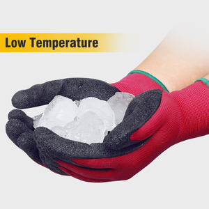 قفازات عمل XINGYU مقاس 13 من البوليستر المبطن باللاتكس المجعد، مقاومة للانزلاق، قفازات أمان حمراء مطلية باللاتكس المجعد - Product Image 4