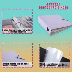 Classeur pour photocards Kpop à 4 pochettes, personnalisable, album de collection, porte-photocards en plastique ajouré style petit cœur - Product Image 5