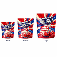Sachet Doypack personnalisé imprimé numériquement, finition mate, 250g, pour emballage alimentaire de cerises, gelato, fruits, bonbons