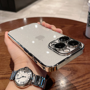 เคสโทรศัพท์หรูหราบางเฉียบใสเคลือบเงาประดับกลิตเตอร์ ป้องกันเลนส์ สำหรับ iPhone 17 16 15 14 13 12 11 Pro Max XS Plus - Product Image 3