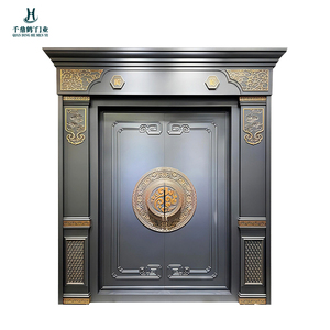 Porte d'entrée avant en aluminium moulé sur mesure avec colonne romaine Design Double porte Sculpture exquise - Product Image 2