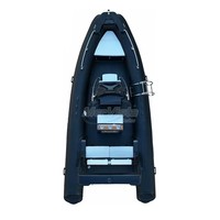 Bateau de Rame Sportif Noir 20 pieds RIB580 Certifié CE Coque en Fibre de Verre Hypalon/PVC Bateau Semi-Rigide Gonflable