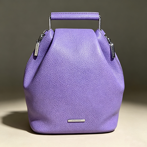 Elegant Ladies Purple Bucket Handbag Pebbled Grain Texture Metal Top‑handle Adjustable Detachable <b>Strap</b> Casual <b>Shoulder</b> <b>Bag</b> - Product Image 5