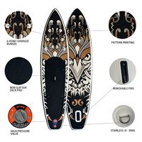 Tabla de Paddle Surf Inflable ACEHERO Estilo Tatuaje Tribal, Sistema de 3 Aletas, 10'6\"x32\"x6\", con Todos los Accesorios para Pesca