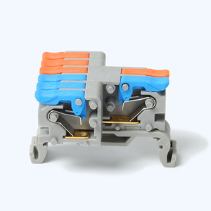 Connecteur rapide de type pression moyenne et légère, bornier sur rail DIN 5.0 500 avec leviers bleus et oranges pour câblage électrique - Product Image 3