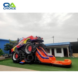 Château gonflable géant Monster Truck personnalisé avec toboggan, pour sauter et faire du saut à l'élastique - Product Image 2