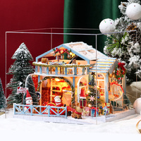 IIECREATE K-058 Kit de maison miniature DIY Nuit de Noël enneigée avec couverture en bois, à partir de 14 ans, unisexe