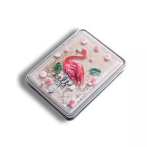 Espejo de Maquillaje Portátil con Logotipo Personalizado Win Sun, Espejo Compacto de Doble Cara con Flores Secas y Diseño Creativo de Arena Movediza - Product Image 5