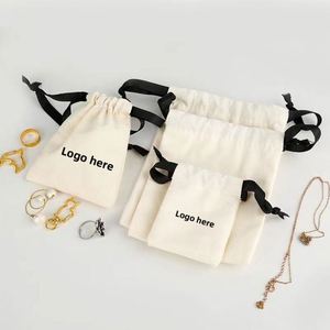 Custom Logo Printed Satin Jute Linen Canvas Jewelry <b>Drawstring</b> <b>Pouch</b> Bag with Rope Handle Luxury Satin Packaging for Shopping - Product Image 5