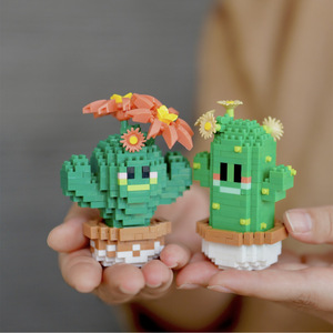Building <b>Block</b> Sets Cacti Flowers Potted Plants Desktop Ornaments Educational Toys For Kids 8 13 Years Unisex DIY Compatible - Product Image 3