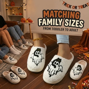 Pantuflas Cálidas de Invierno para el Hogar, de Felpa, con Diseño de Calavera/Calabaza de Dibujos Animados, Antideslizantes, Bordadas, para Halloween, para Hombres y Mujeres - Product Image 3