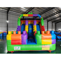 Structure gonflable à thème blocs de construction pour location événementielle, château gonflable commercial en PVC, combo gonflable sec pour enfants