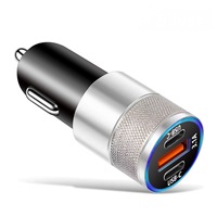 Pengisi Daya Mobil 38W 3.1A Dual 2 USB Type C PD PORT Apple Android Adaptor Pengisi Daya Mobil Sedang Pengisi Daya Kendaraan Pemantik Rokok