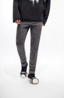 Pantalon en jean gris délavé coupe skinny de haute qualité pour homme, style streetwear, personnalisable OEM/ODM, collection Y2K 2026