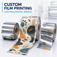 Service d'impression numérique personnalisée de films plastiques à faible MOQ pour rouleaux laminés PET, VMPET, PE pour friandises pour animaux de compagnie avec logo personnalisé